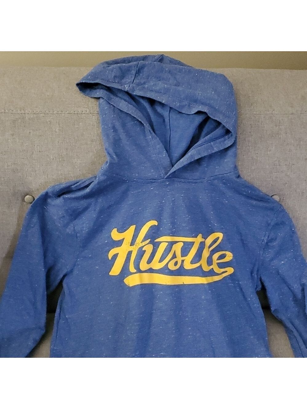 Old Navy Hoodie Pullover Hustle blue yellow lightweight boys size XL 14 - 16